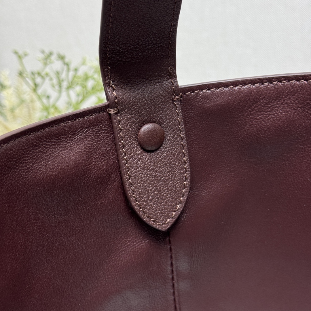 Buckle Leather Bucket Bag with Belt - Image 5