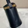Buckle Leather Bucket Bag with Jeweled Belt