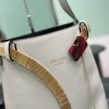 Buckle Leather Bucket Bag with Jeweled Belt