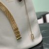 Buckle Leather Bucket Bag with Jeweled Belt