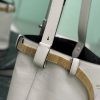 Buckle Leather Bucket Bag with Jeweled Belt