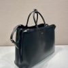 Buckle Leather Handbag with Double Belt