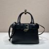 Prada Replica Designer Bags 1:1 Buckle small leather bag with belt Black 15.0x22.0x11.0 CM