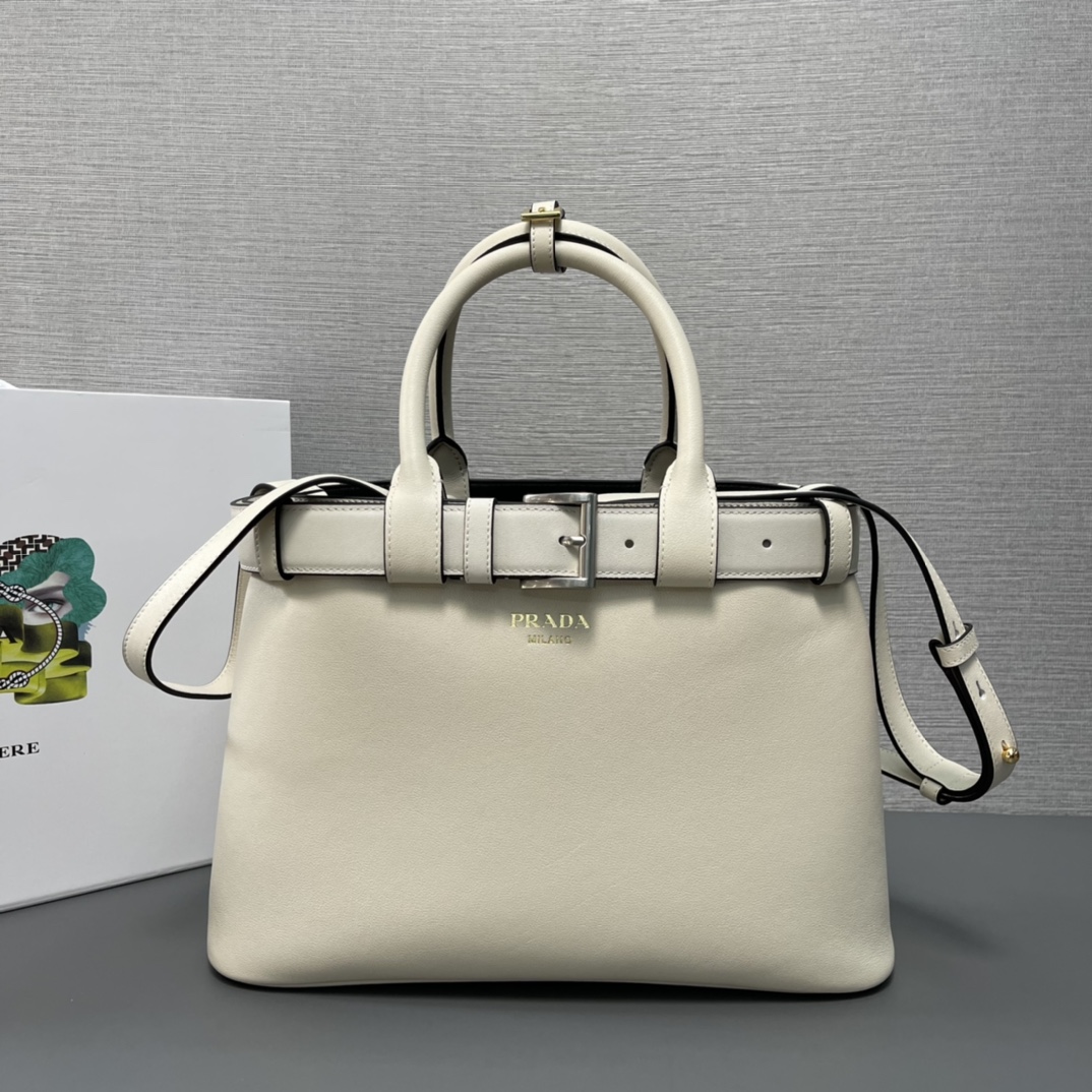 Buckle Small Leather Handbag with Belt