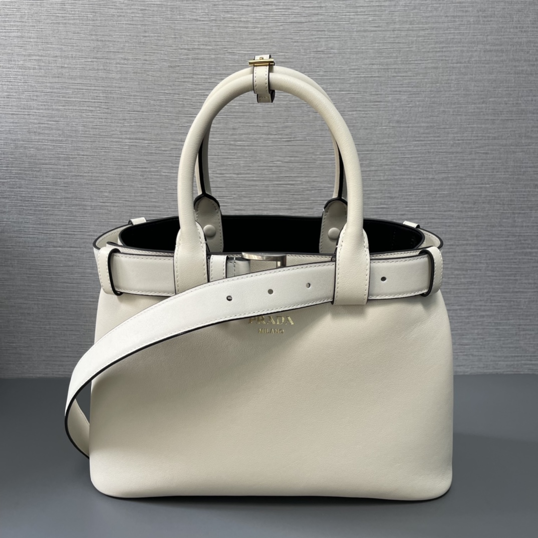 Buckle Small Leather Handbag with Belt - Image 3