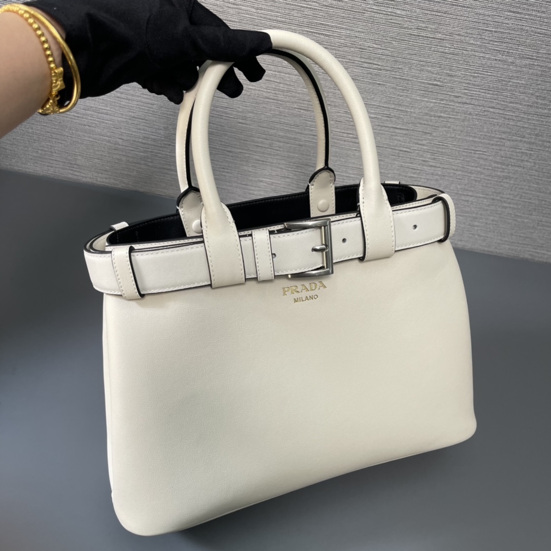 Buckle Small Leather Handbag with Belt - Image 4