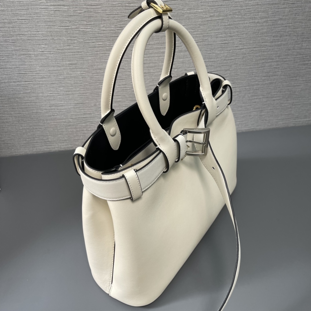Buckle Small Leather Handbag with Belt - Image 5