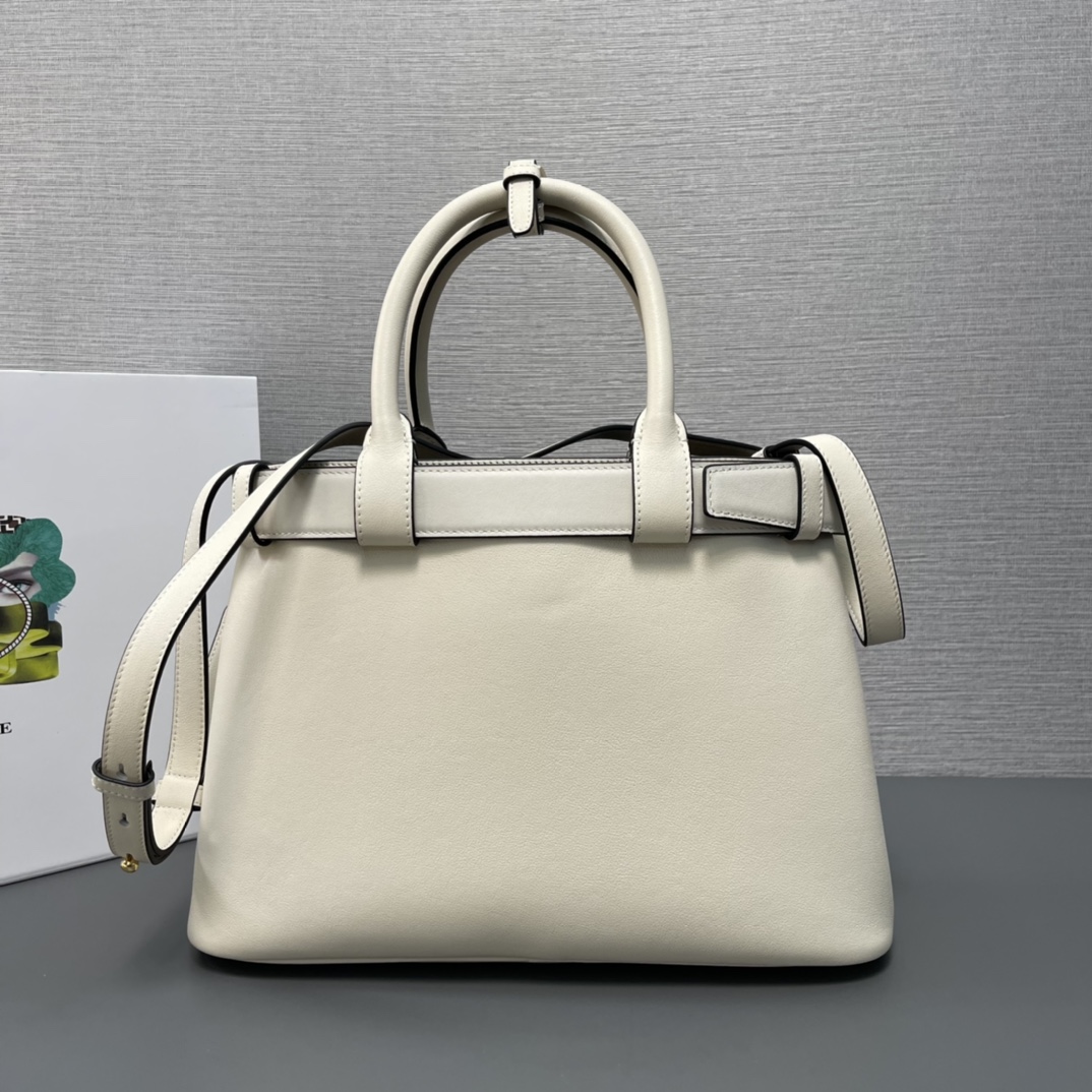 Buckle Small Leather Handbag with Belt - Image 8