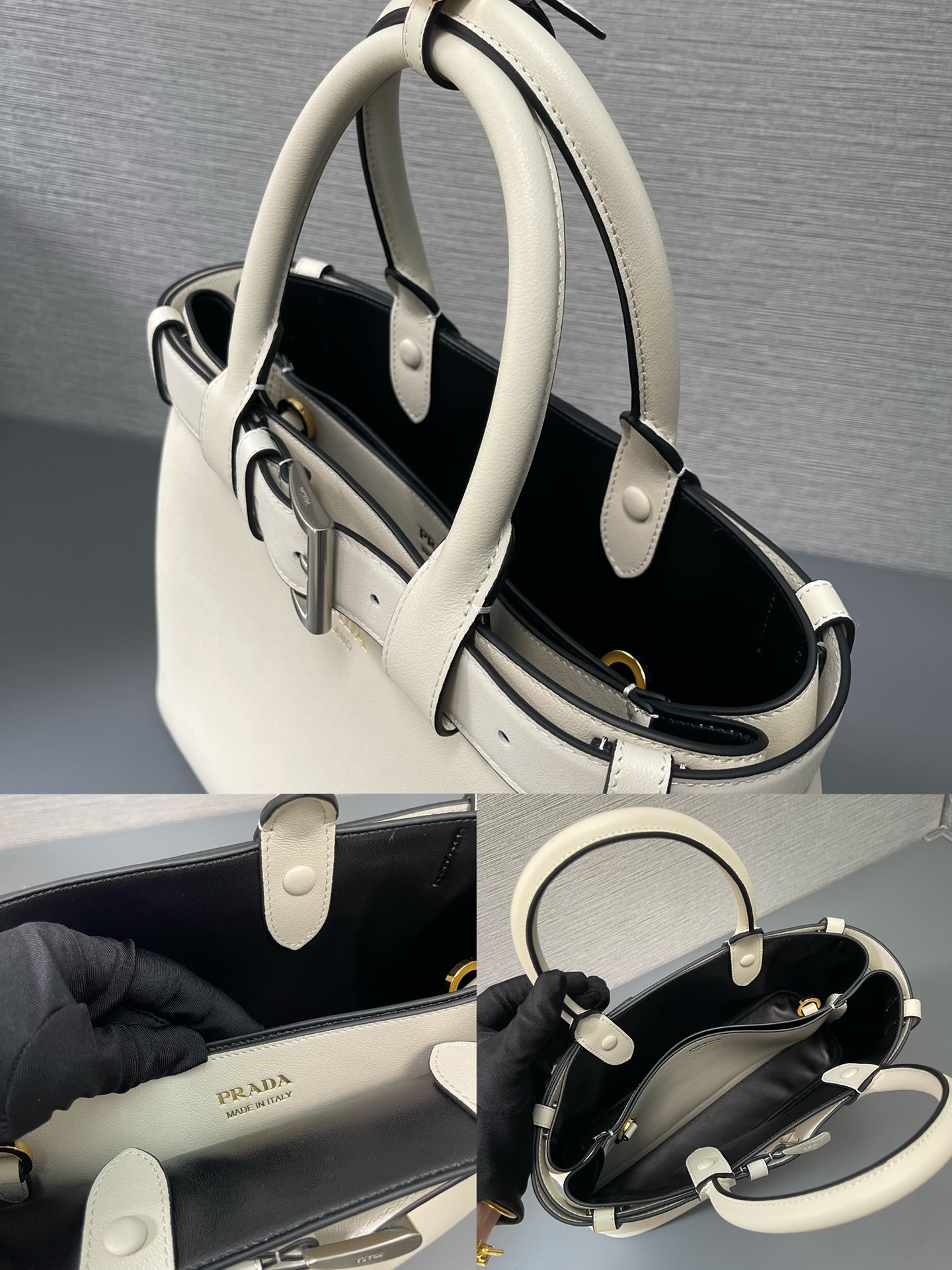 Buckle Small Leather Handbag with Belt - Image 9