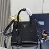 Prada Replica Designer Bags 1:1 Double small Saffiano leather bag Black 18.5x25.0x12.5 CM