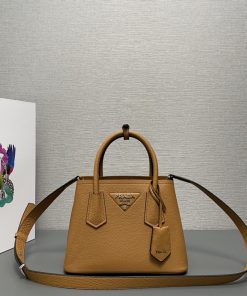 Double small Saffiano leather bag Sand Beige 18.5x25.0x12.5 CM