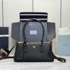 Prada Replica Designer Bags 1:1 Galleria medium leather bag Black 14.0x30.0x10.5 CM