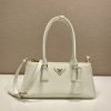 Prada Replica Designer Bags 1:1 Galleria medium leather bag White 14.0x30.0x10.5 CM