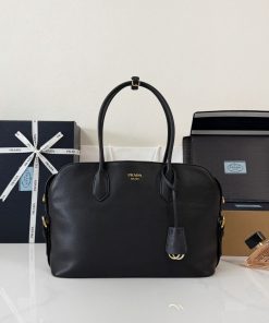 Large leather tote bag Black 24.5x35.0x13.5 CM