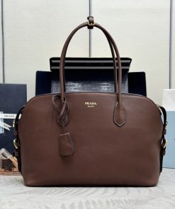 Large leather tote bag Cocoa 24.5x35.0x13.5 CM