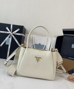 Small leather bag White 21.0x23.0x10.0 CM