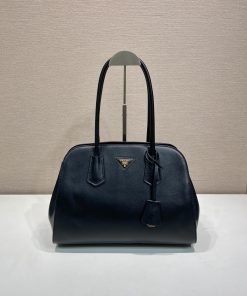 Large leather tote bag Black 27.0x38.0x16.0 CM