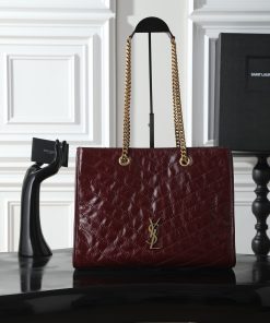 Saint Laurent Replica Designer Bags 1:1 Niki Shopping Vintage Leather Rouge Cabernet 33 × 27 × 14 cm