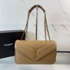Saint Laurent Replica Designer Bags 1:1 Loulou Medium Matelassé Lambskin Natural Tan 29 × 17 × 8 cm