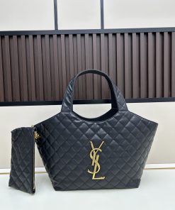 Saint Laurent Replica Designer Bags 1:1 Icare Medium Quilted Nappa Black 31-46 × 28 × 5-15 cm